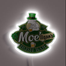 Load image into Gallery viewer, Illuminated Celtic-inspired pub decor with vibrant color-changing RGB accents