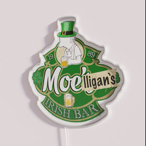 Vibrant RGB illuminated pub decor, authentic Irish bar neon signage.