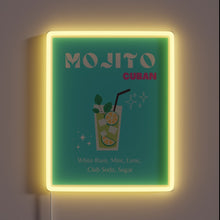 Load image into Gallery viewer, Vibrant Mojito Sign with Neon Colors and Fresh Cocktail Accents