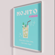 Load image into Gallery viewer, Vibrant turquoise blue preppy cocktail art decorative neon bar sign