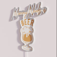 Load image into Gallery viewer, Motherhood humor sign with colorful RGB LED neon lighting display.