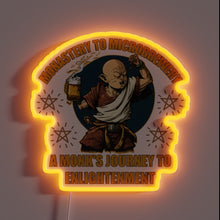 Load image into Gallery viewer, Vibrant neon sign featuring a playful monk in full color