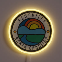 Load image into Gallery viewer, Vibrant mountain-inspired Asheville, North Carolina neon sign with RGB colors