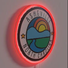 Load image into Gallery viewer, Mountain Circle Asheville NC vibrant illuminated logo wall decor sign