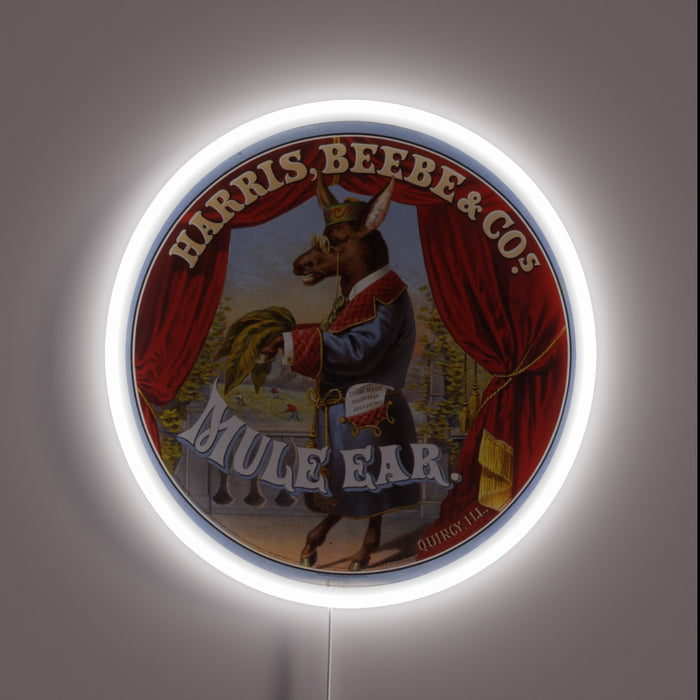 Vibrant RGB Neon Sign Featuring Distressed Mule Ear Artwork