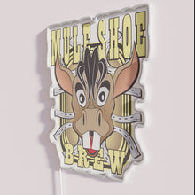 Load image into Gallery viewer, RGB Neon Sign with Distressed Industrial Design: Mule Shoe Brew
