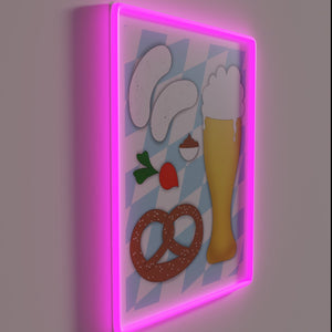 Munich-style White Sausage Breakfast Inspiration in Vibrant Neon Light Sign