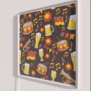 Vibrant Neon Oktoberfest Music and Beer Pub Decor Wall Sign