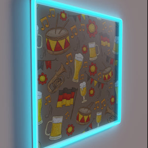 Vibrant Neon Sign Featuring Colorful Oktoberfest Music and Beer Design