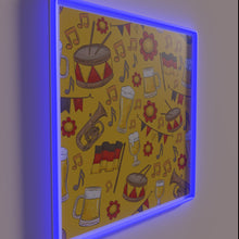 Load image into Gallery viewer, Vibrant neon sign featuring marigold hues of Music &amp; Beer.