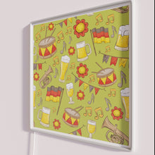 Load image into Gallery viewer, Vibrant music and beer themed Oktoberfest decorative olive green neon sign