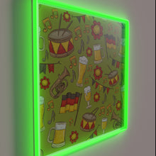 Load image into Gallery viewer, Vibrant Music and Beer Oktoberfest themed Olive Green Neon Sign