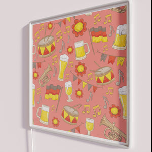 Vibrant Oktoberfest music and beer inspired peach RGB neon sign