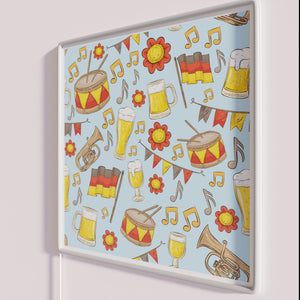 Vibrant Neon Oktoberfest Sign with Music and Beer Design Sky