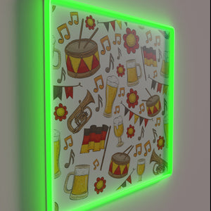 Vibrant Music Festival Neon Sign with Beer and October Theme