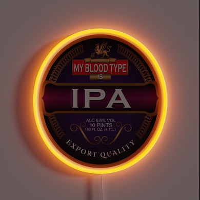 Vibrant glow neon sign with beer-themed typography in bold color