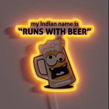Load image into Gallery viewer, Vibrant RGB Neon Sign: &#39;Runs with Beer&#39; Native Indian Name
