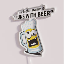 Load image into Gallery viewer, Unique personalized neon bar sign featuring &#39;Runs with Beer&#39; name quote