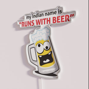 Vibrant Customizable Neon Sign with Running Theme and Beer Typography