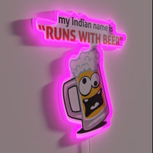 Load image into Gallery viewer, Colorful neon sign featuring playful name in Hindi script style.