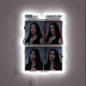 Customizable Neon RGB Sign Featuring Personalized High School Memories and Icons.