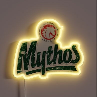 Glowing RGB Neon Sign Illuminates Passion for Mythos Greek Beer Hobbies