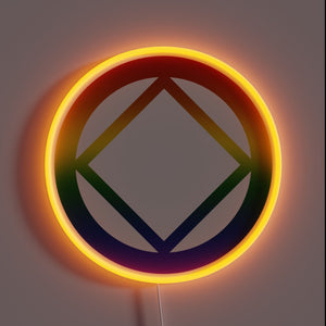 Vibrant Neon Sign Displaying the Narcotics Anonymous Rainbow Pride Symbol