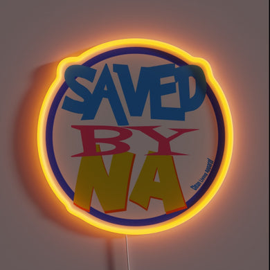 Recovery Through Community: Narcotics Anonymous Motto in Vibrant Neon Colors