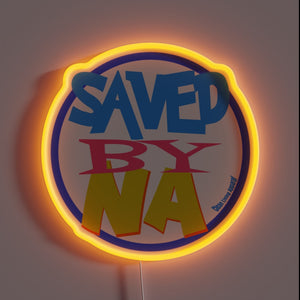 Recovery Through Community: Narcotics Anonymous Motto in Vibrant Neon Colors
