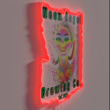 Load image into Gallery viewer, Neon angel brewery logo illuminated wall decoration, RGB effects available.