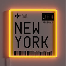 Load image into Gallery viewer, New York boarding pass neon sign — your wall’s ticket to the city that never sleeps.
