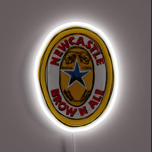 Authentic Newcastle Brown Ale Brewery Sign with Color-Changing RGB Neon Lighting