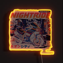 Load image into Gallery viewer, Nightride RGB neon sign, front view lit, printed on acrylic