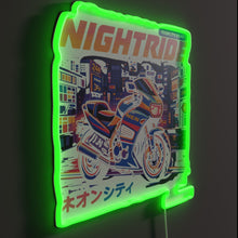 Load image into Gallery viewer, Nightride RGB neon sign, side view lit showing the depth of the acrylic sign