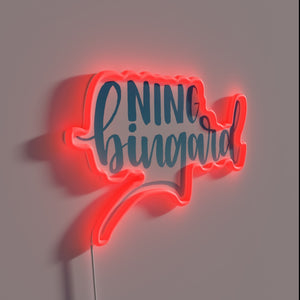 Electric blue gradient neon light art for urban home decor