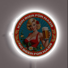 Load image into Gallery viewer, Anti-Nazi propaganda statement in bold, colorful electric sign design.