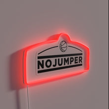 Load image into Gallery viewer, Bold No Jumper logo with vibrant RGB neon lighting effect