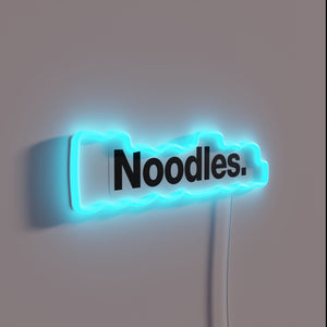 Neon sign featuring colorful, glowing noodles in vibrant RGB lighting.