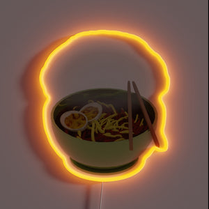 Vibrant Neon Sign Depicting Delicious Noodles in Dazzling RGB Colors