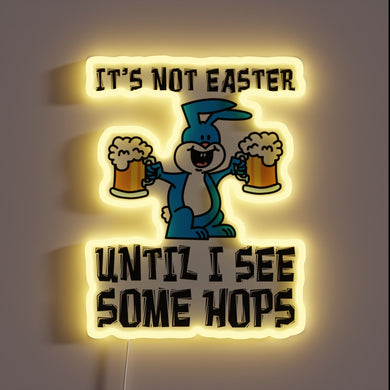 RGB Neon Sign Featuring Hilarious Cartoon Rabbit in Beer Hat