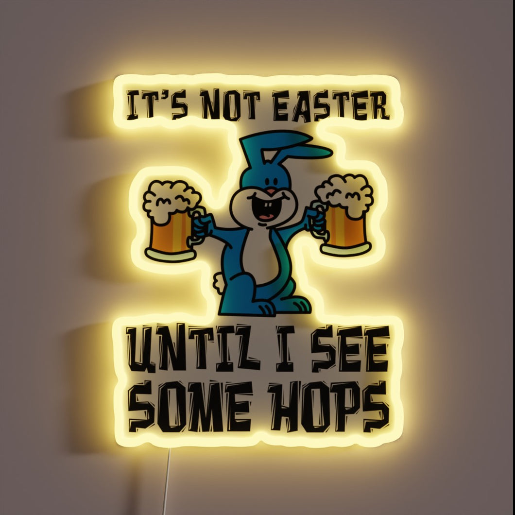 RGB Neon Sign Featuring Hilarious Cartoon Rabbit in Beer Hat