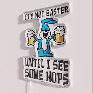 Retro Neon Cartoon Beer Sign with Hops Bunny Easter Humor Design