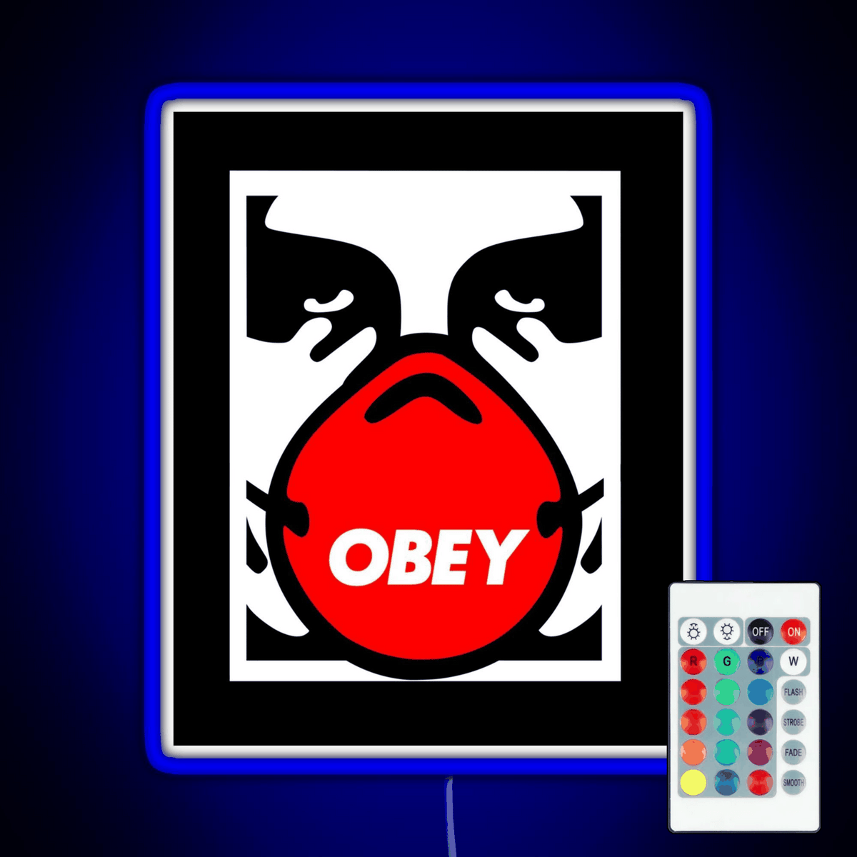 OBEY Giant Shepard Fairey Face Mask Pop Art RGB neon sign