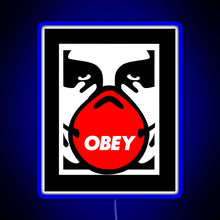 Load image into Gallery viewer, OBEY Giant Shepard Fairey Face Mask Pop Art RGB neon sign blue