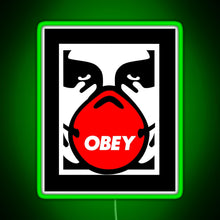 Load image into Gallery viewer, OBEY Giant Shepard Fairey Face Mask Pop Art RGB neon sign green