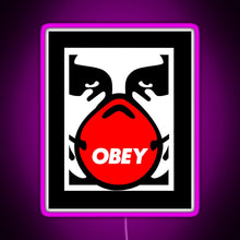 Load image into Gallery viewer, OBEY Giant Shepard Fairey Face Mask Pop Art RGB neon sign  pink