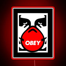 Load image into Gallery viewer, OBEY Giant Shepard Fairey Face Mask Pop Art RGB neon sign red