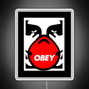 OBEY Giant Shepard Fairey Face Mask Pop Art RGB neon sign white 