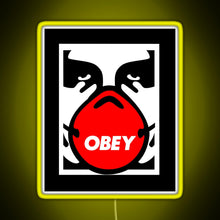 Load image into Gallery viewer, OBEY Giant Shepard Fairey Face Mask Pop Art RGB neon sign yellow