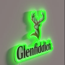 Load image into Gallery viewer, Authentic Glenfiddich whiskey brand merchandise featuring RGB neon bar decor.